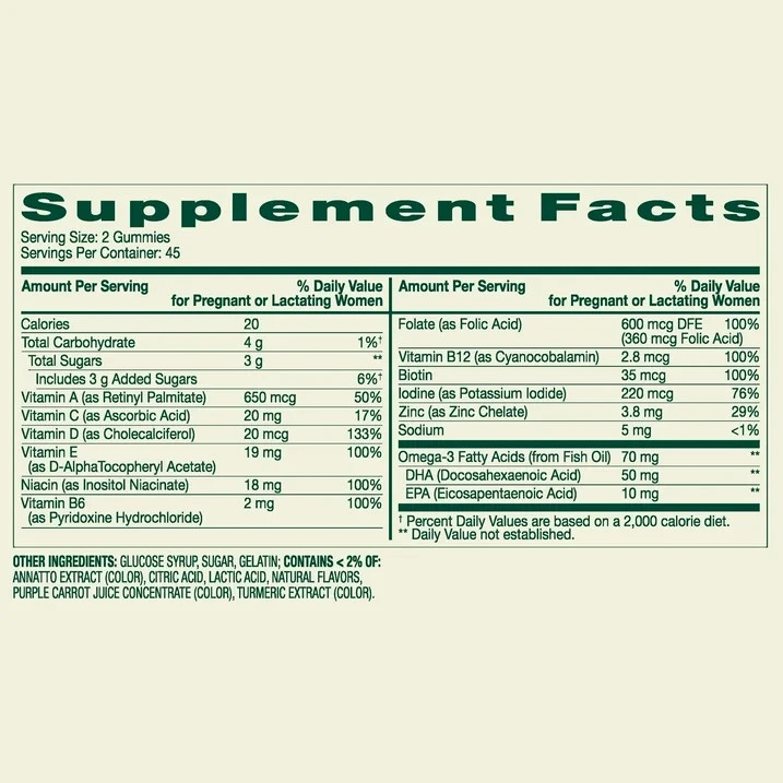 Spring Valley Prenatal Multivitamin Gummies 2 Pack DHA Folic Acid 90 Count