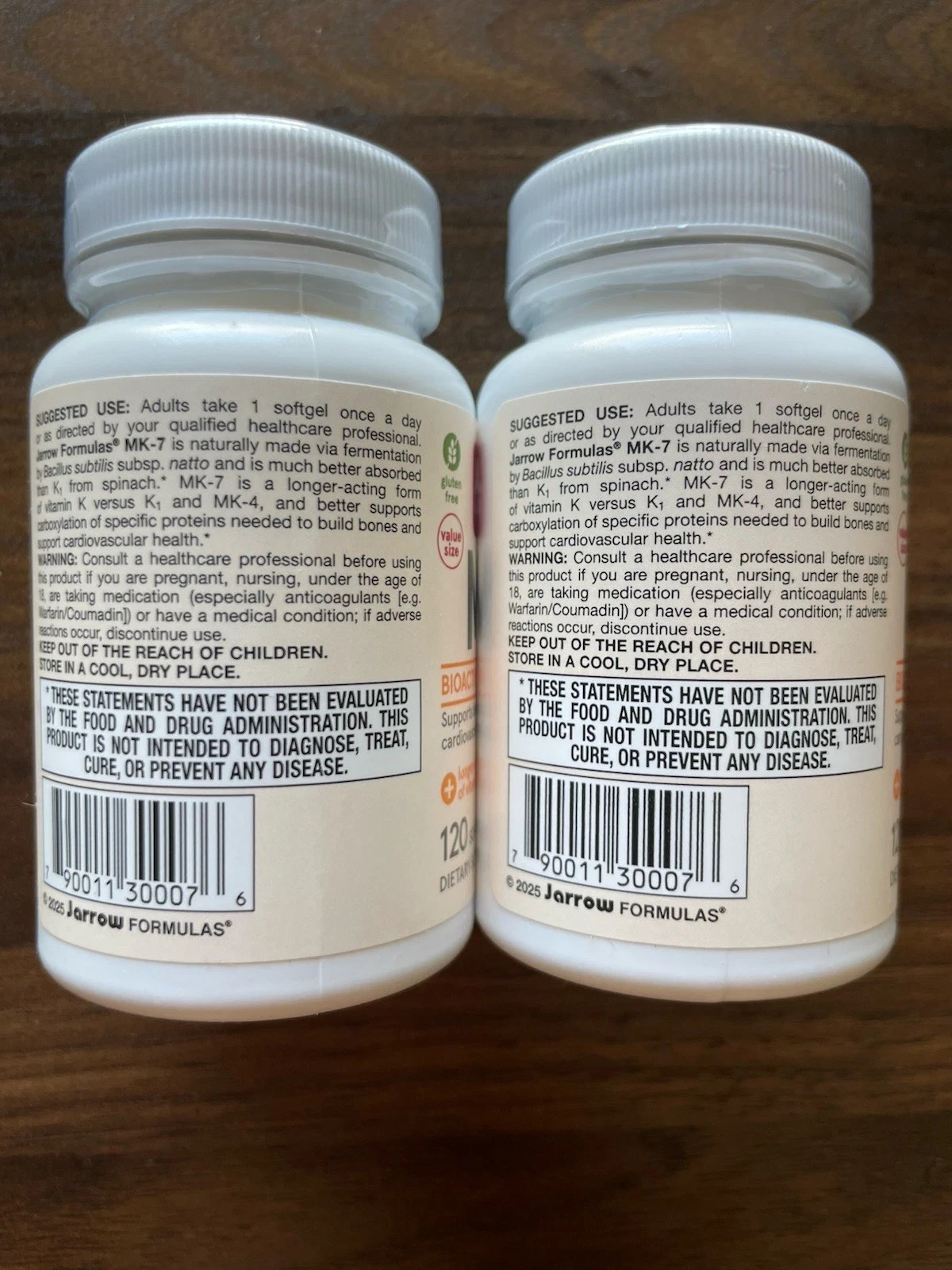 Jarrow Formulas MK-7 Vitamin K2 90mcg 120 Softgels Bone & Cardio Exp 2027