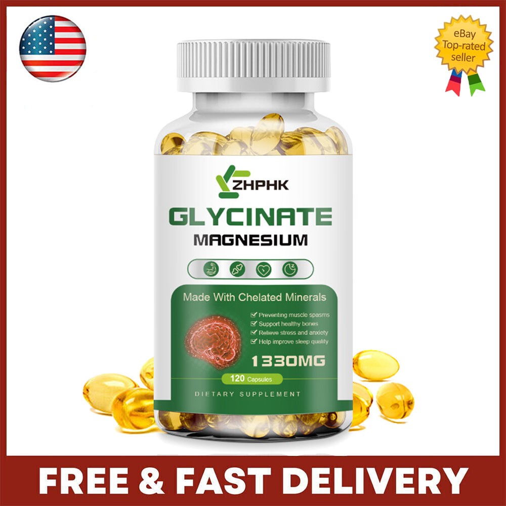 Magnesium Glycinate 1330mg 120 Capsules High Strength Muscle Sleep Support – US