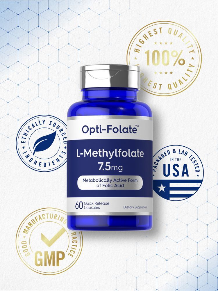 L Methylfolate 7.5 mg | 60 Capsules | Optimized and Activated | by Opti-Folate
