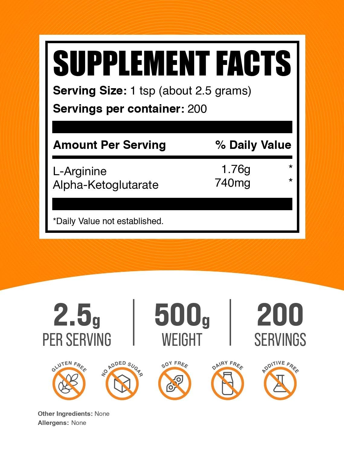 L Arginine Alpha Ketoglutarate Powder Nutritional Supplement 200 Servings