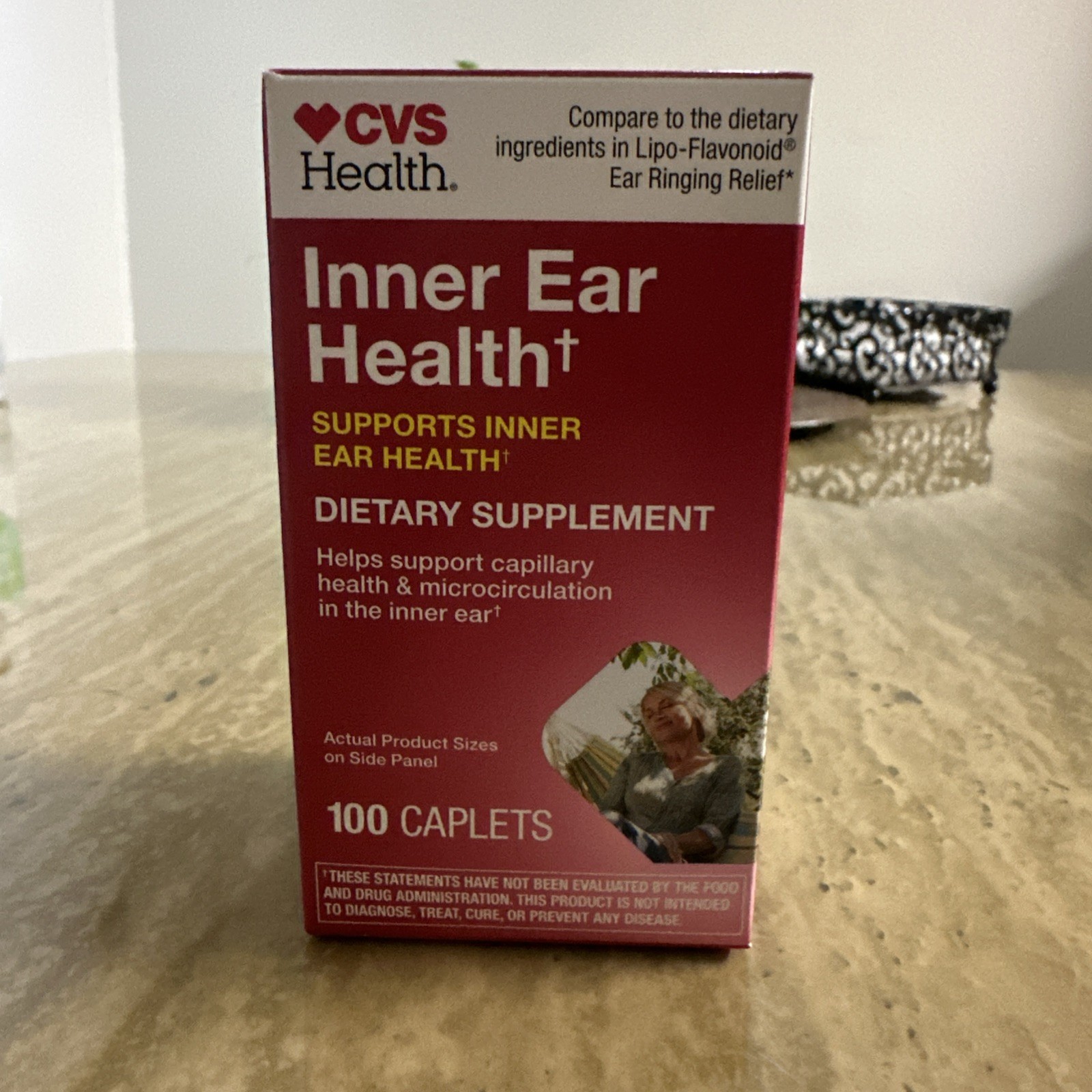 Equate Inner Ear Health Plus Caplets Dietary Supplement, 100 Ct .EXP 03/2027