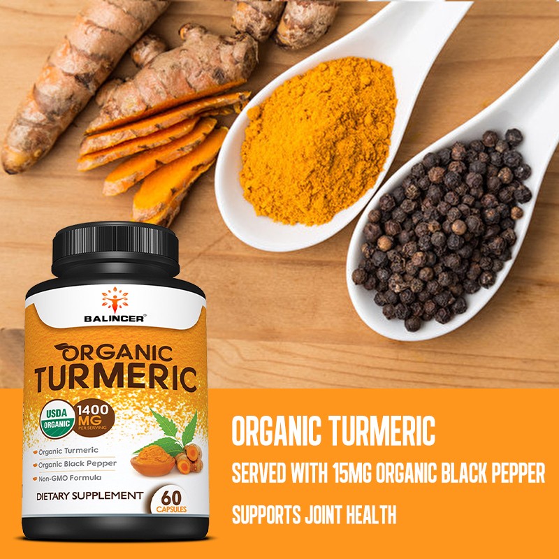 Organic Tumeric Root Curcumin 1340mg Plant-Based-Joint And Immune 30/60/120 Caps