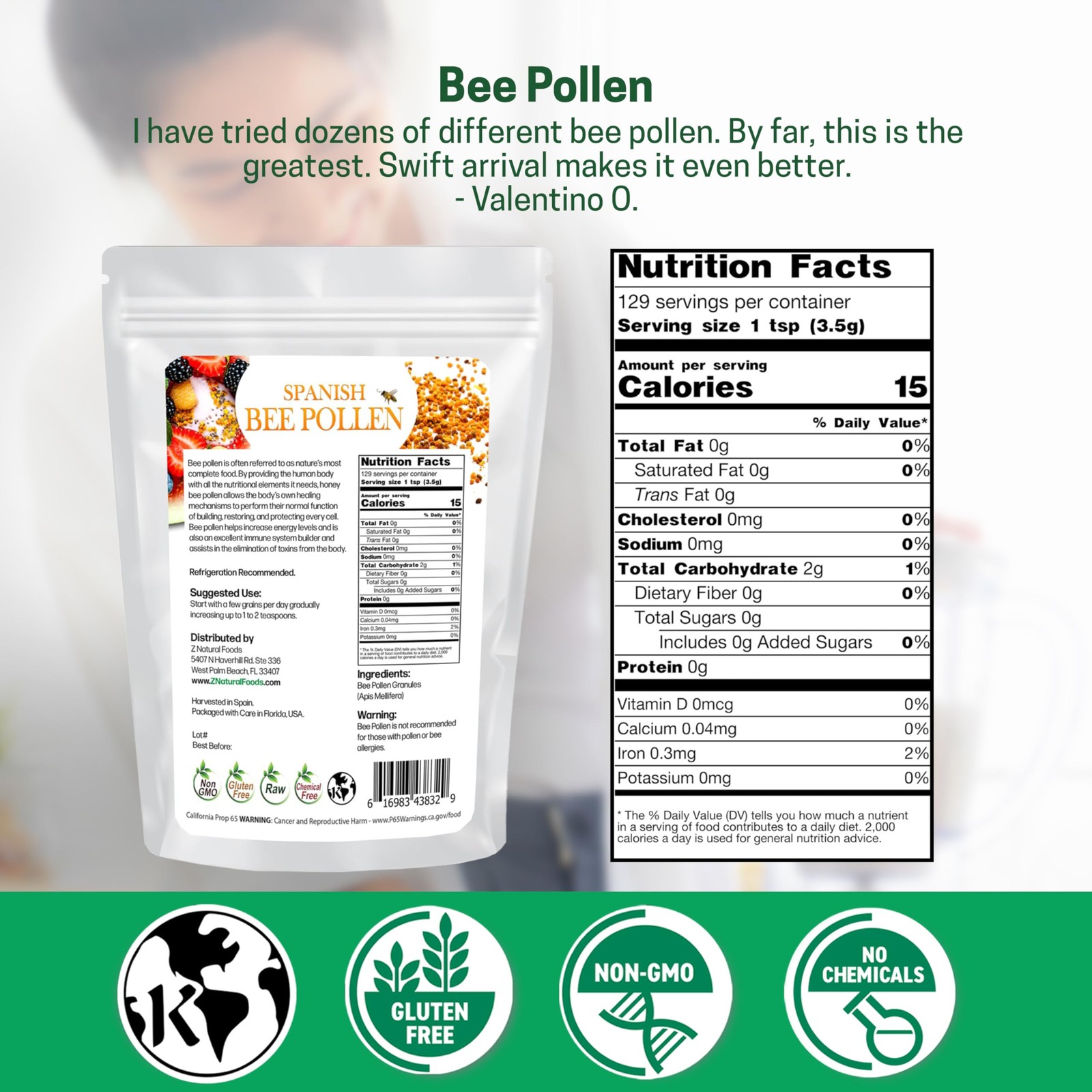 Spanish Bee Pollen Granules – Pure & Raw Pollen Granule, Product of Spain – N…