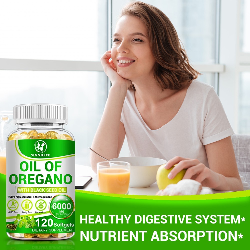 Oil of Oregano Softgels 2 in 1 6000mg with Black Seed Oil Immune Support