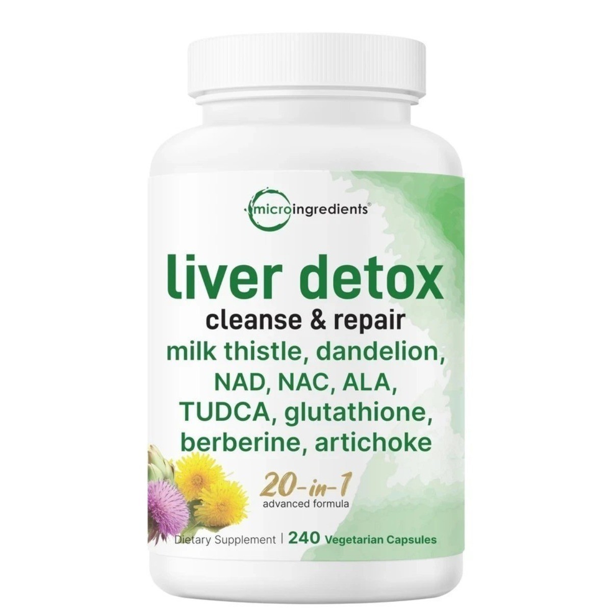 Liver Detox 20-in-1 Complex – 240 Veggie Capsules for Liver Support
