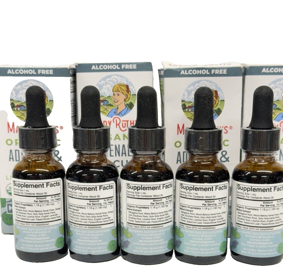 MARYRUTH’S Organics Adrenal & Focus for Adults 5 Bottles x 30ML Exp. 11/2027