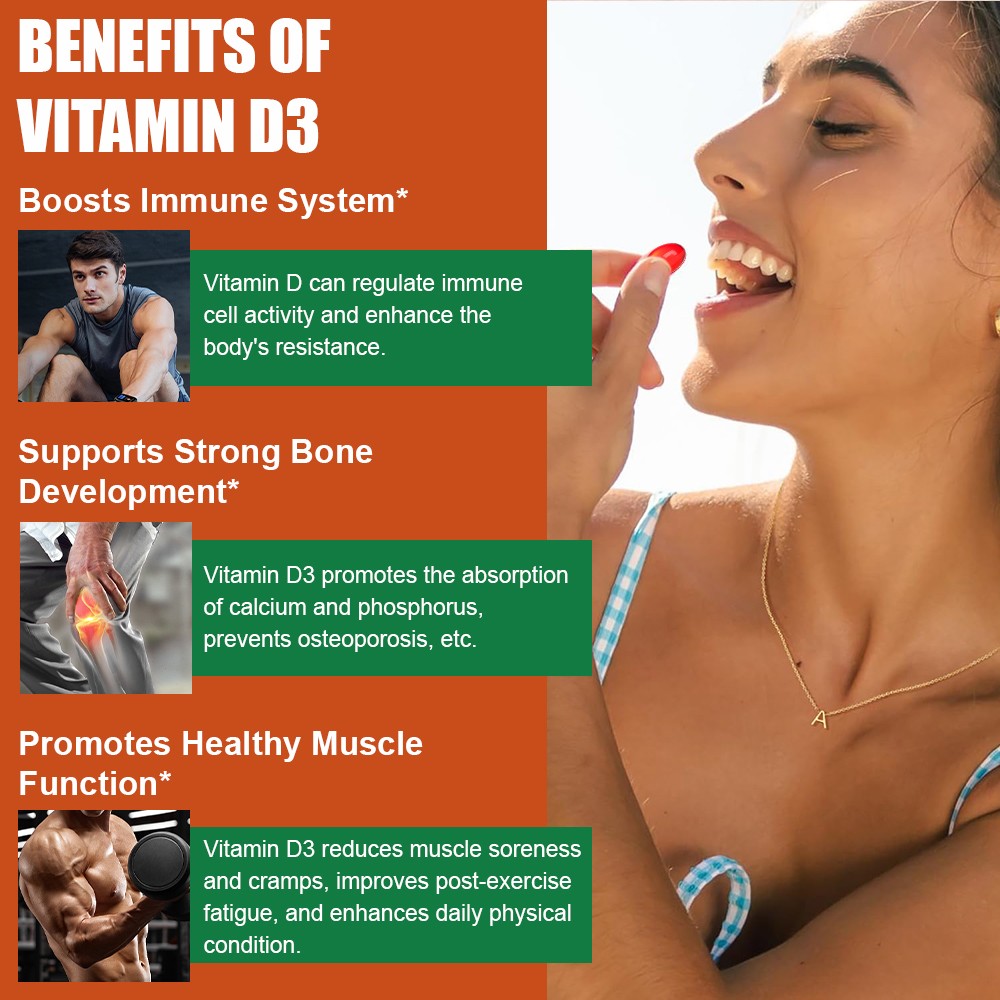 Vitamin D3 4000IU 100mcg Capsules Immune Bone Muscle Health Support 300 Capsules