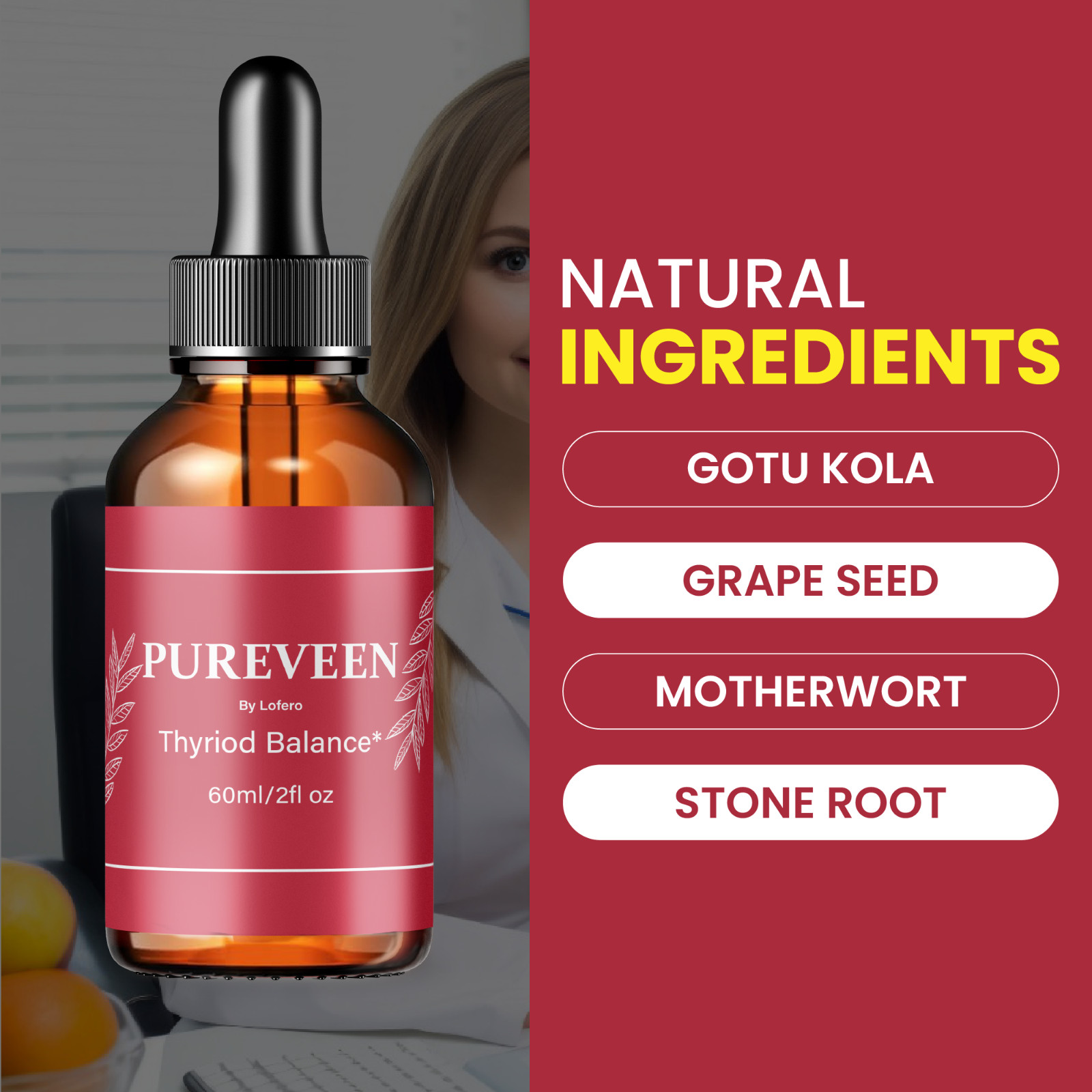 (3 Pack) Pureveen Drops Pure Veen Thyroid Balance Support Supplement (6oz)