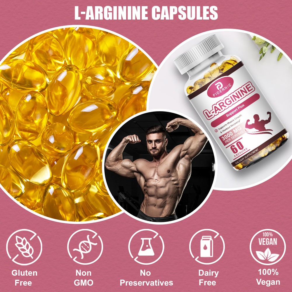 1/2/3 Bottle L-Arginine Supplement 3000mg Per Serving 60 Capsules
