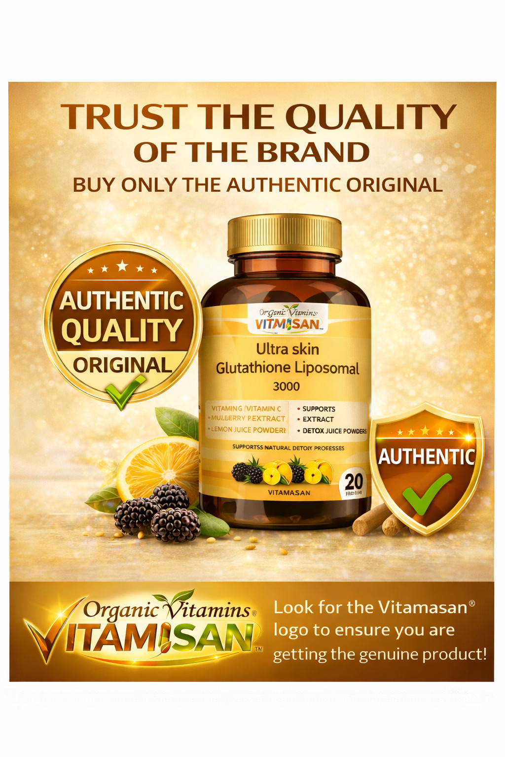 Liposomal Glutathione 3000mg High Absorption Antioxidant + Vitamin C 90 Caps