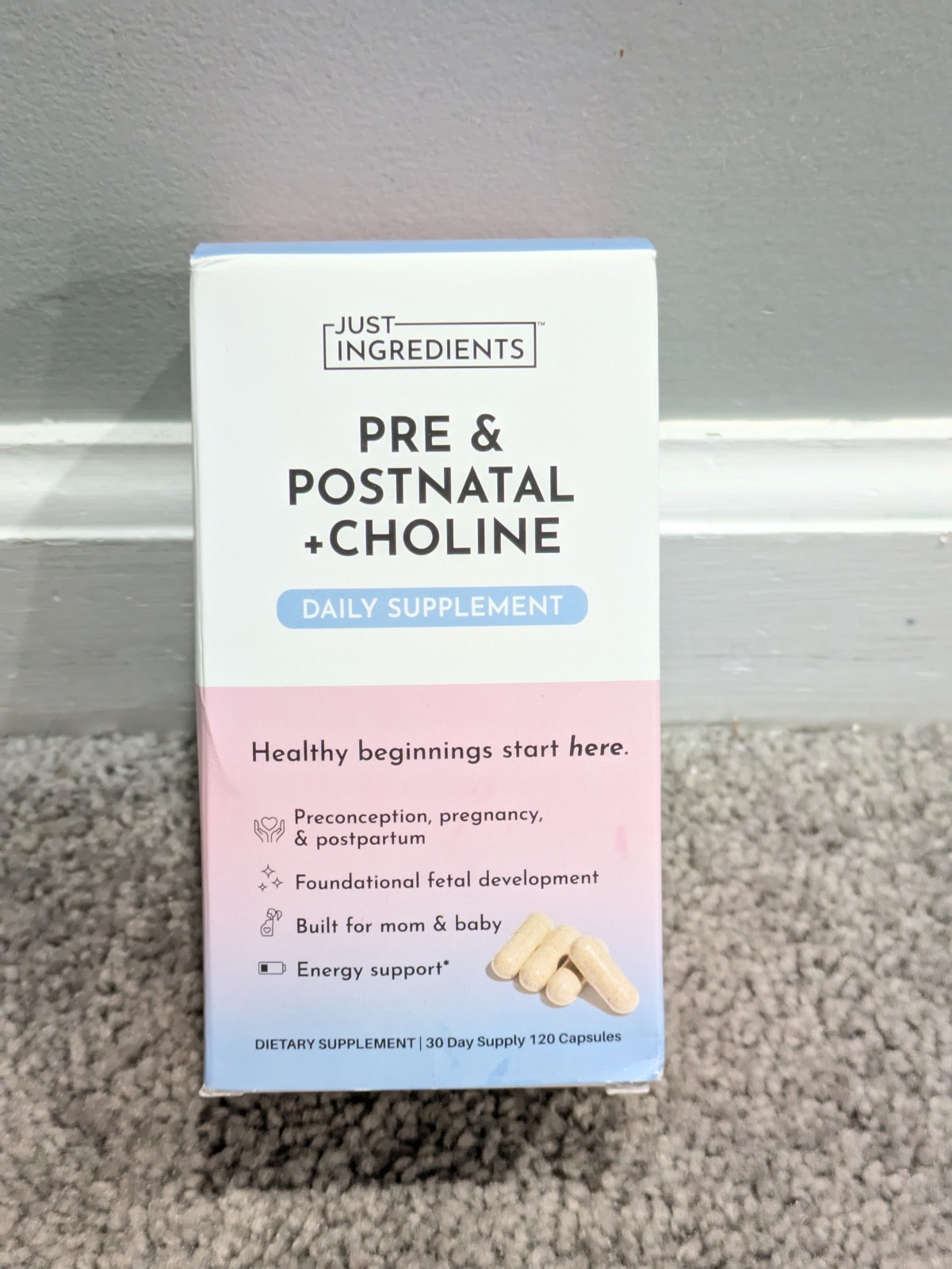 Just Ingredients Pre & Postnatal Choline Supplement 120 Caps Josh Redd Exp 07/27