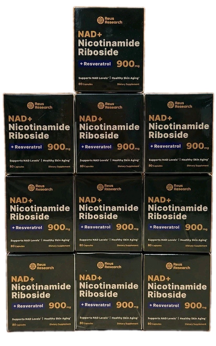10 Pack NAD+ Nicotinamide Riboside + Resveratrol, 900mg 80 Capsules. Exp 01/2027