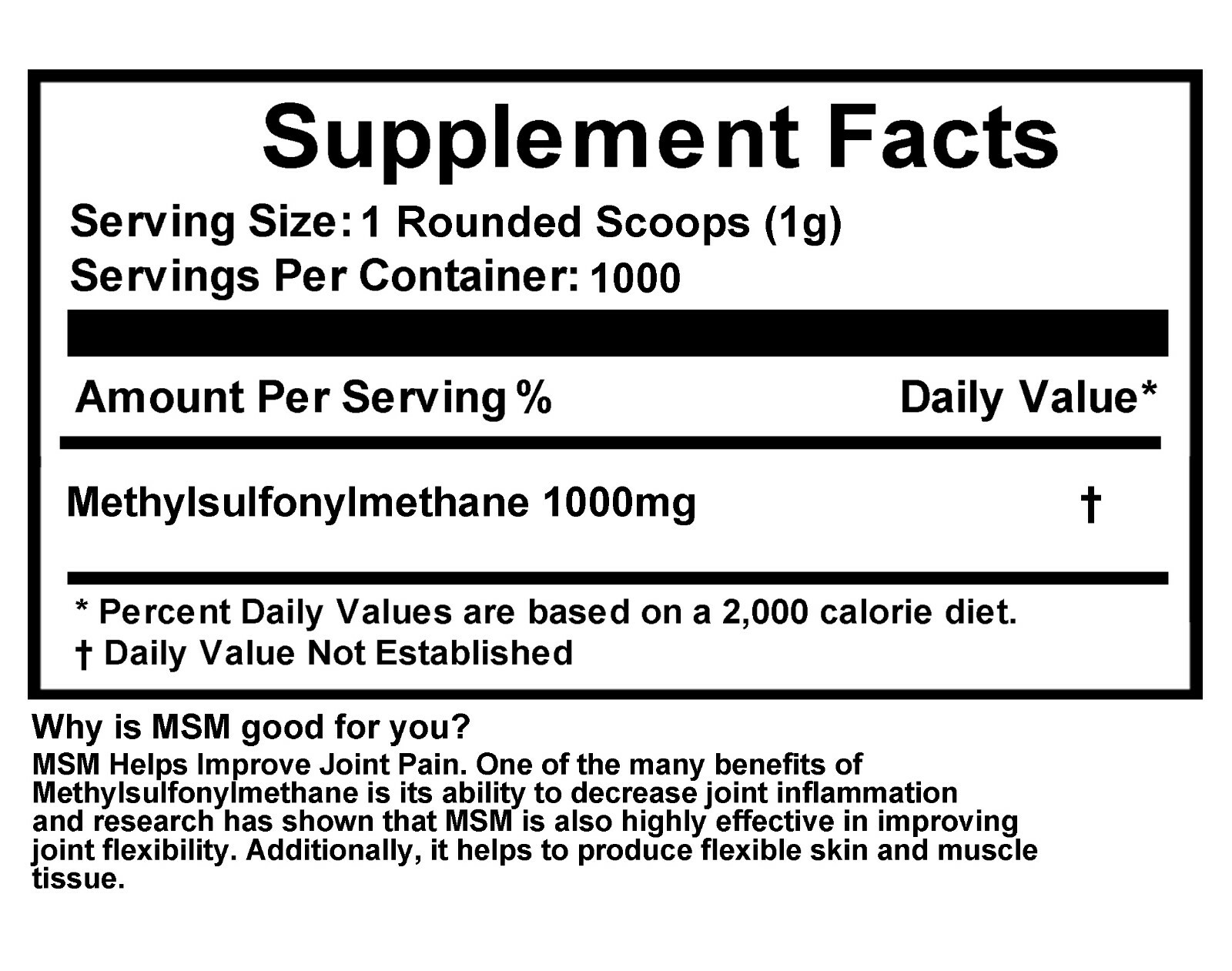 MSM Powder -METHYLSULFONYLMETHANE -Relief Joint Arthritis – Pure – New Look!