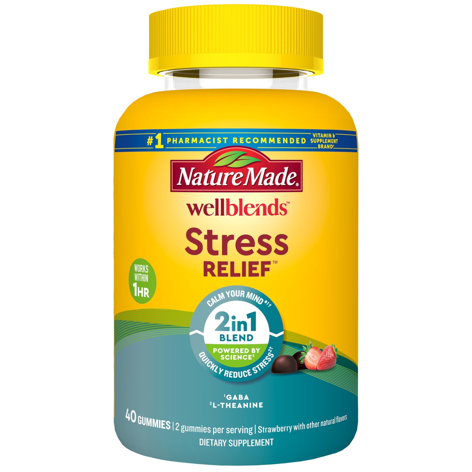 Nature Made Wellblends Stress Relief Gummies, L 40 Count (Pack of 1), Purple