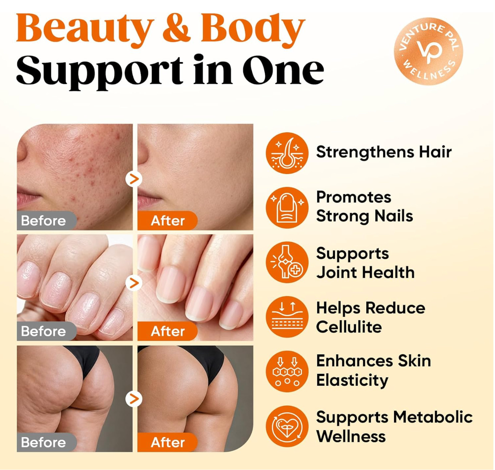 Multi Collagen Peptides Powder Fucoxanthin Turmeric Hyaluronic Acid Vitamin C