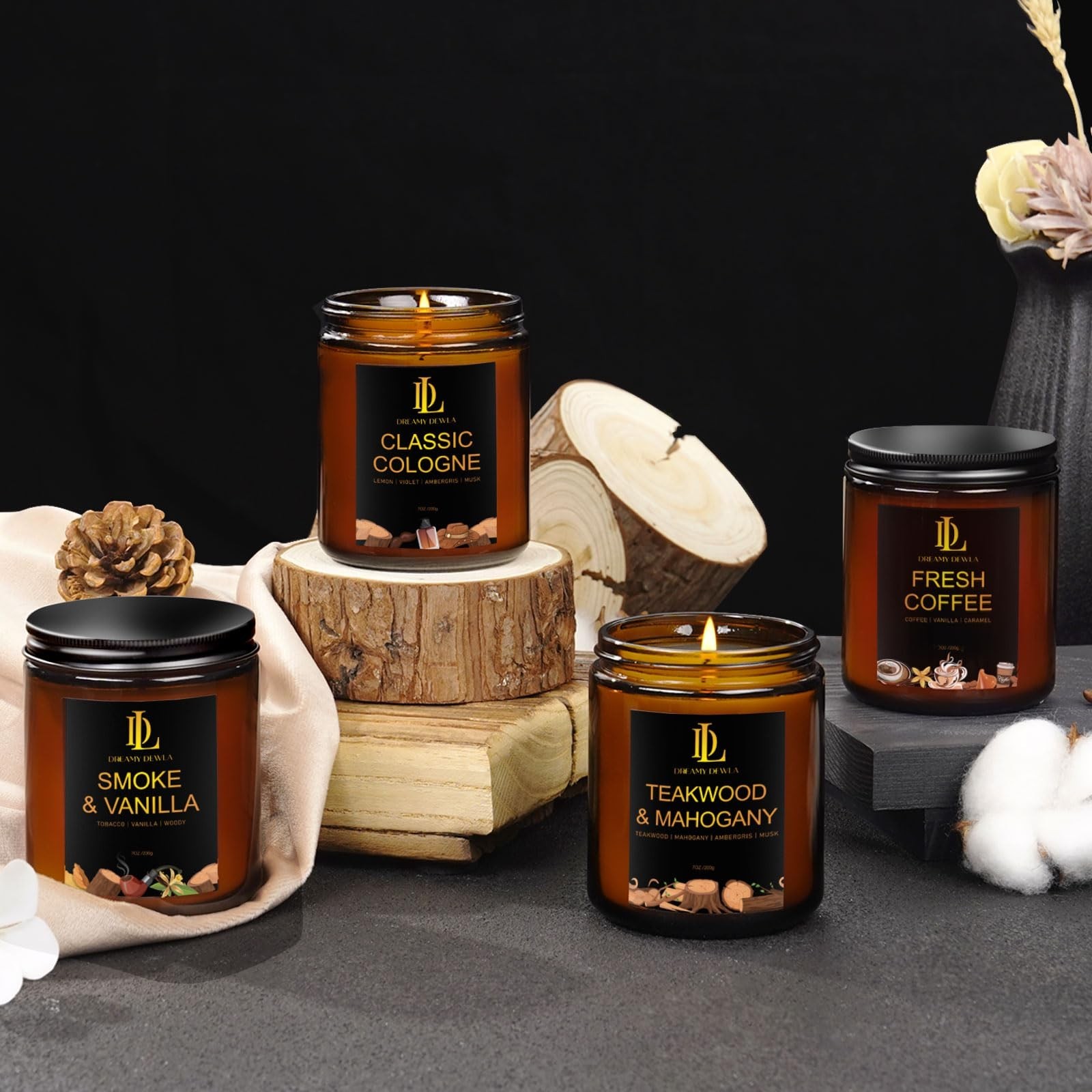 Teakwood & Mahogany Candles, Teakwood Mahogany Scented Candle, Natural Soy Ca…