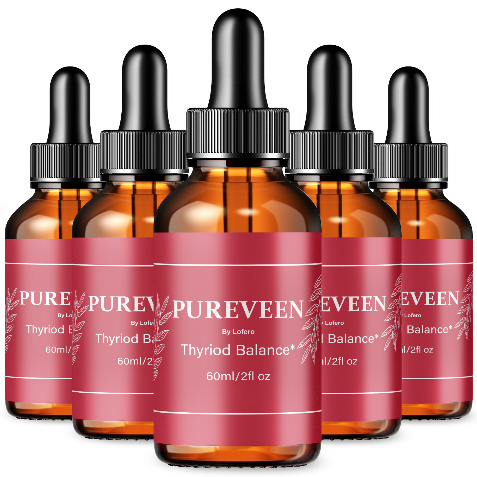 (5 Pack) Pureveen Drops Pure Veen Thyroid Balance Support Supplement (10oz)