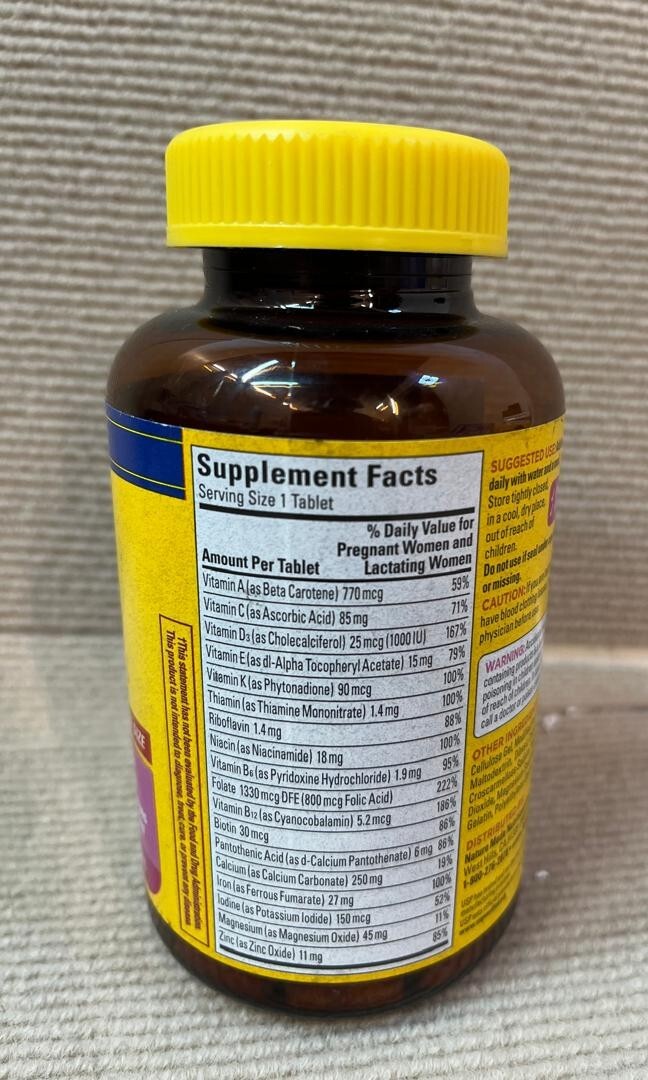 Nature Made Prenatal Multivitamin with Folic Acid 250 Tablets EXP 07/2025