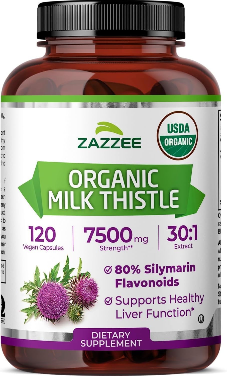 High Potency Organic Milk Thistle – 80% Silymarin, 120 Capsules, 4- Supply
