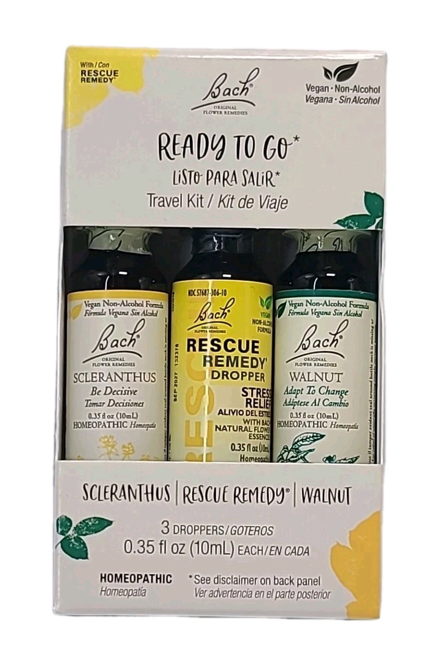 2× Bach Original Flower Remedies – READY TO GO Trio Kit – For Travel STRESS 10mL