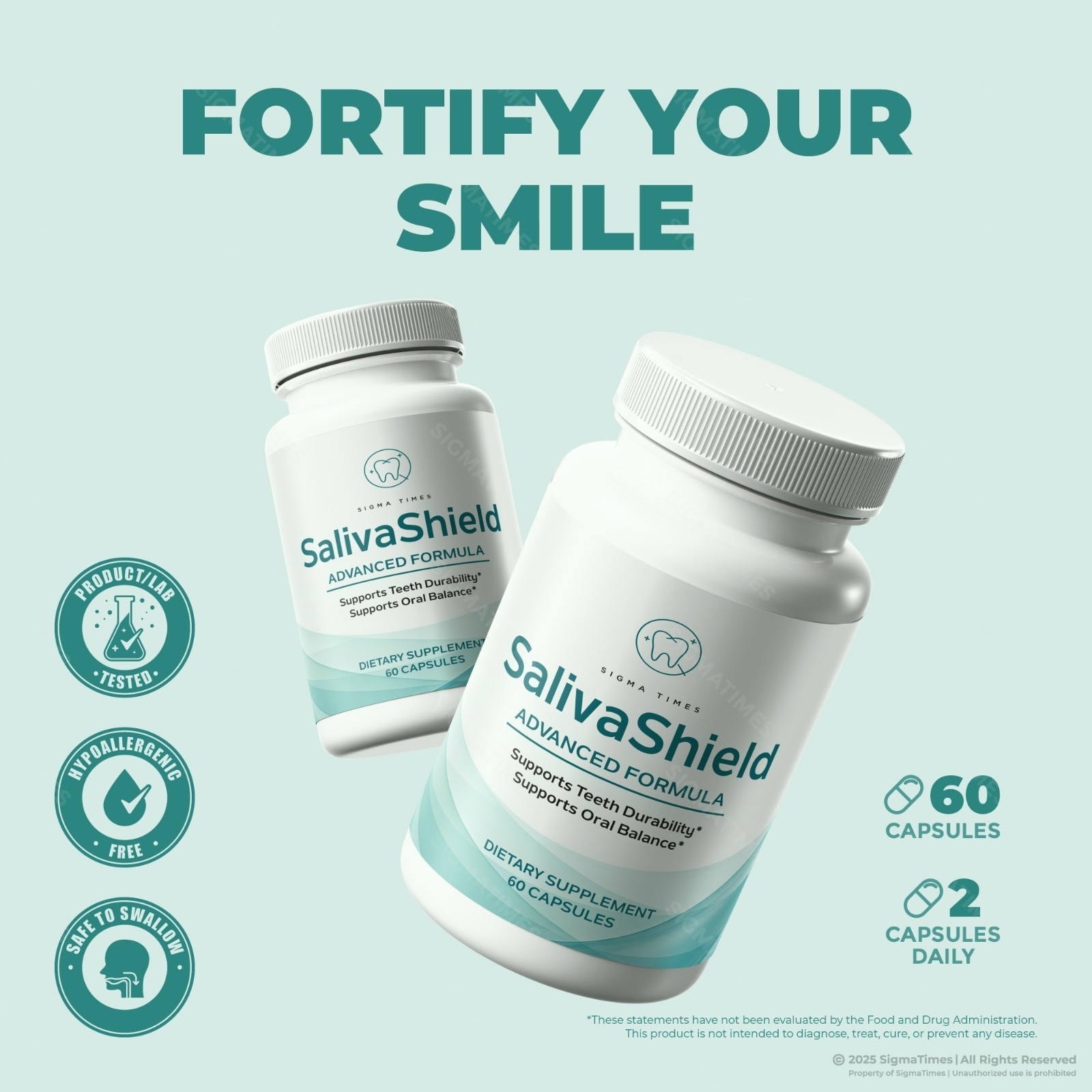 Saliva Shield Capsules – Oral Supplement for Teeth & Gums Health Support -3 Pack