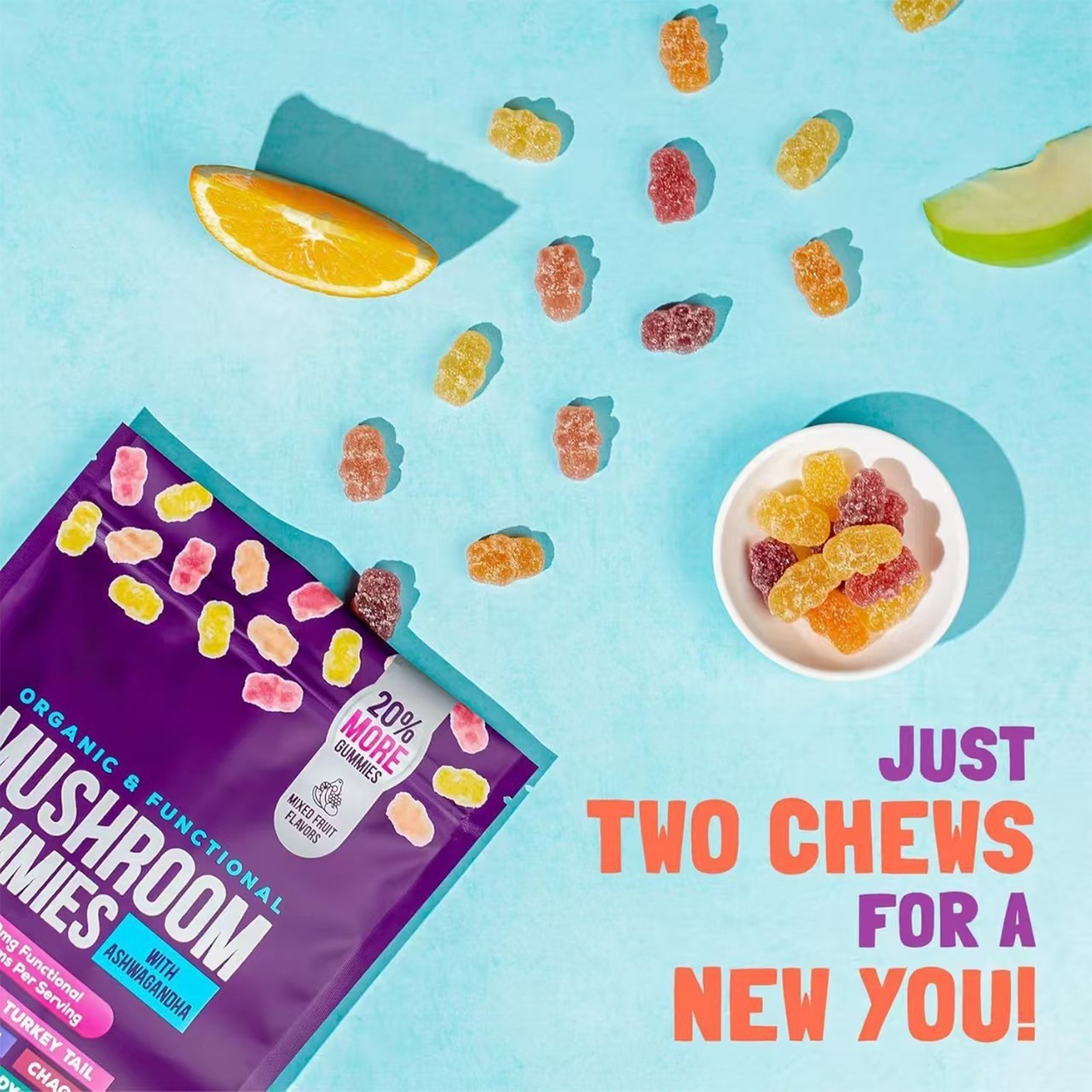 Functional With Gummies-Mushroom Gummies Supplement Mushroom Ashawanduha