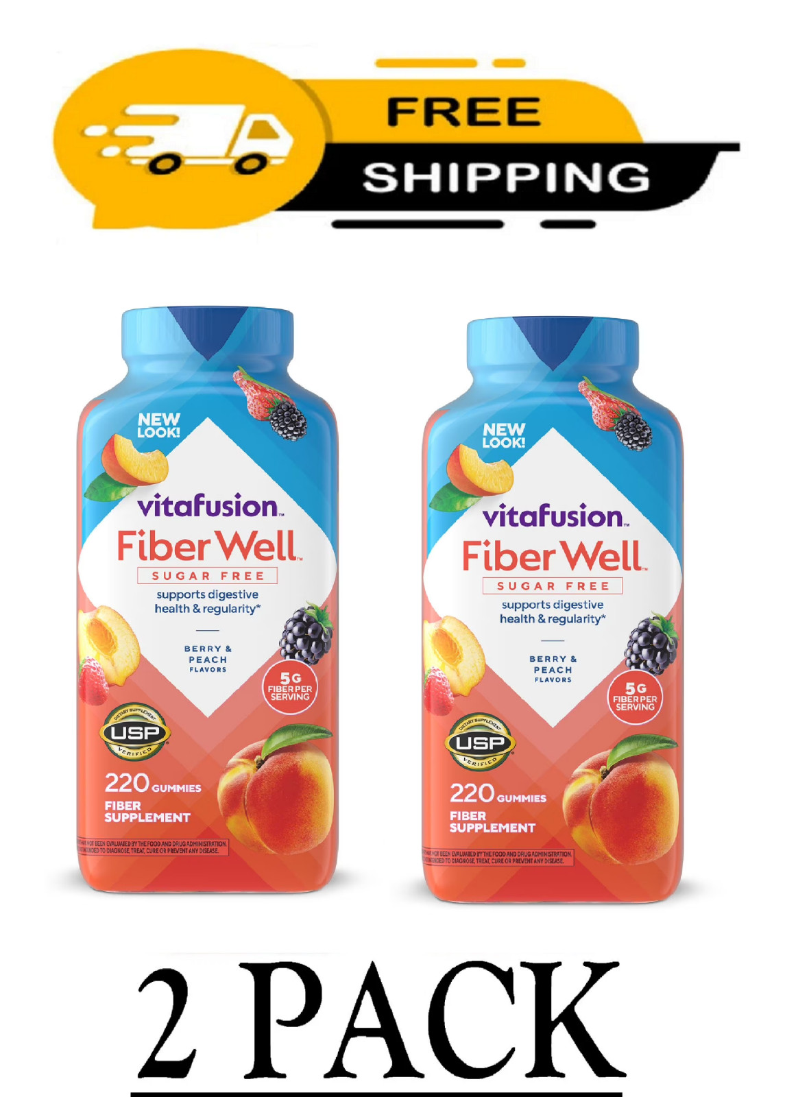2 PACK – Vitafusion Fiber Well Gummies (220 ct.) {Total 440 Gummies}FREE SHIP