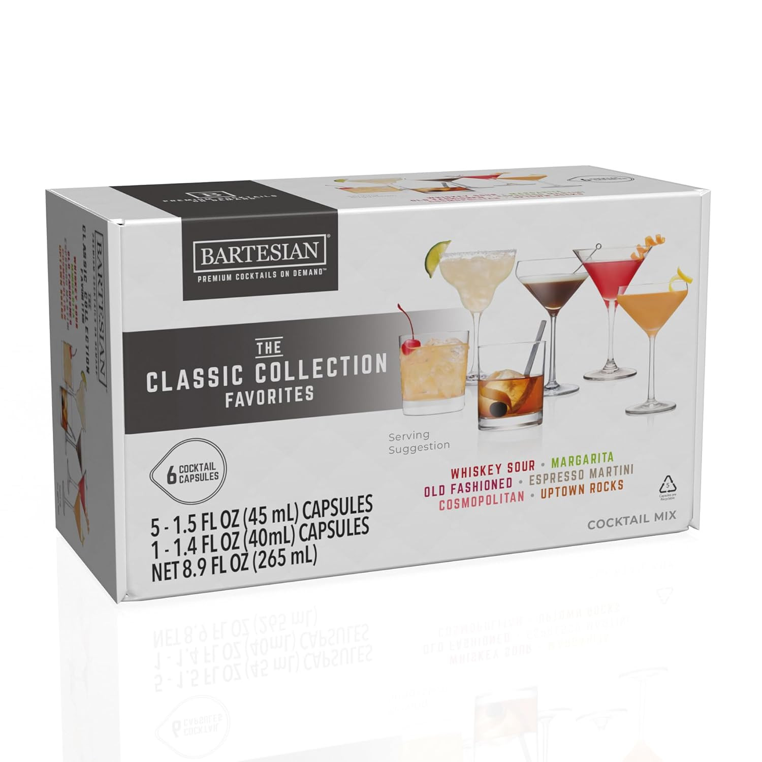 The Classic Collection Capsules, Variety Pack of 6 for Bartesian Premium Cocktai