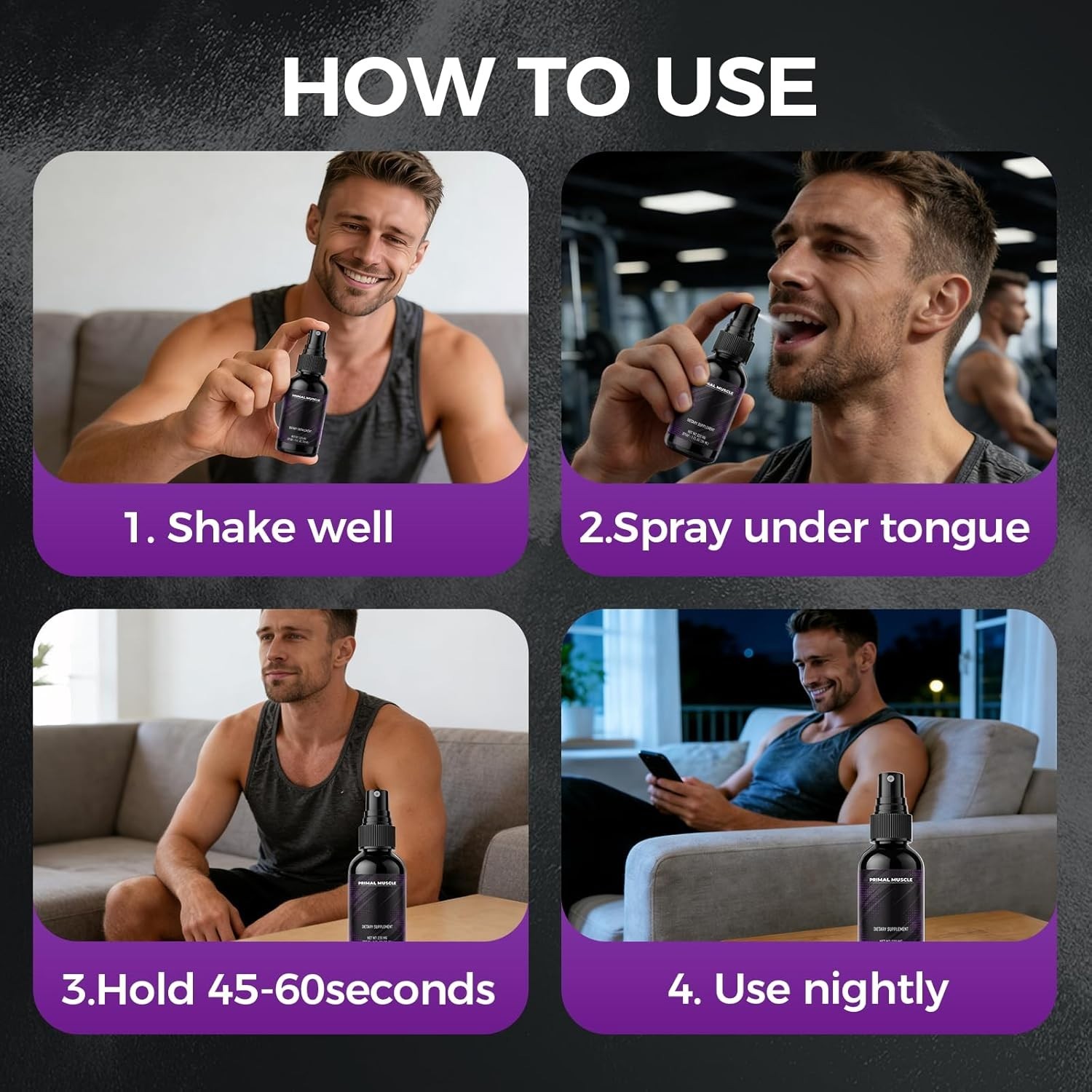 Primal Muscle Spray with Zinc Magnesium Vitamin B6, for Adult Fitness Lifestyle,