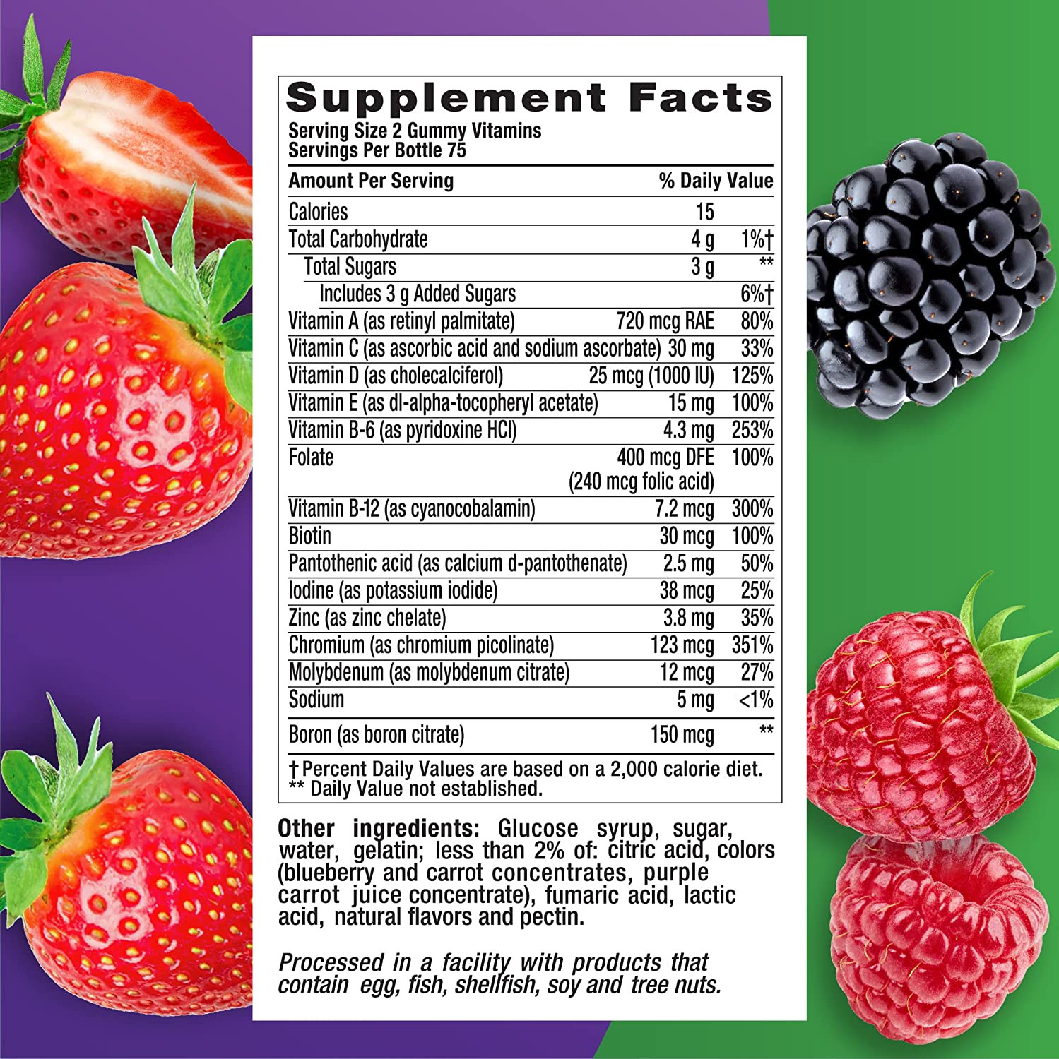Vitafusion Adult Gummy Vitamins for Men, Berry Flavored Daily Multivitamins for