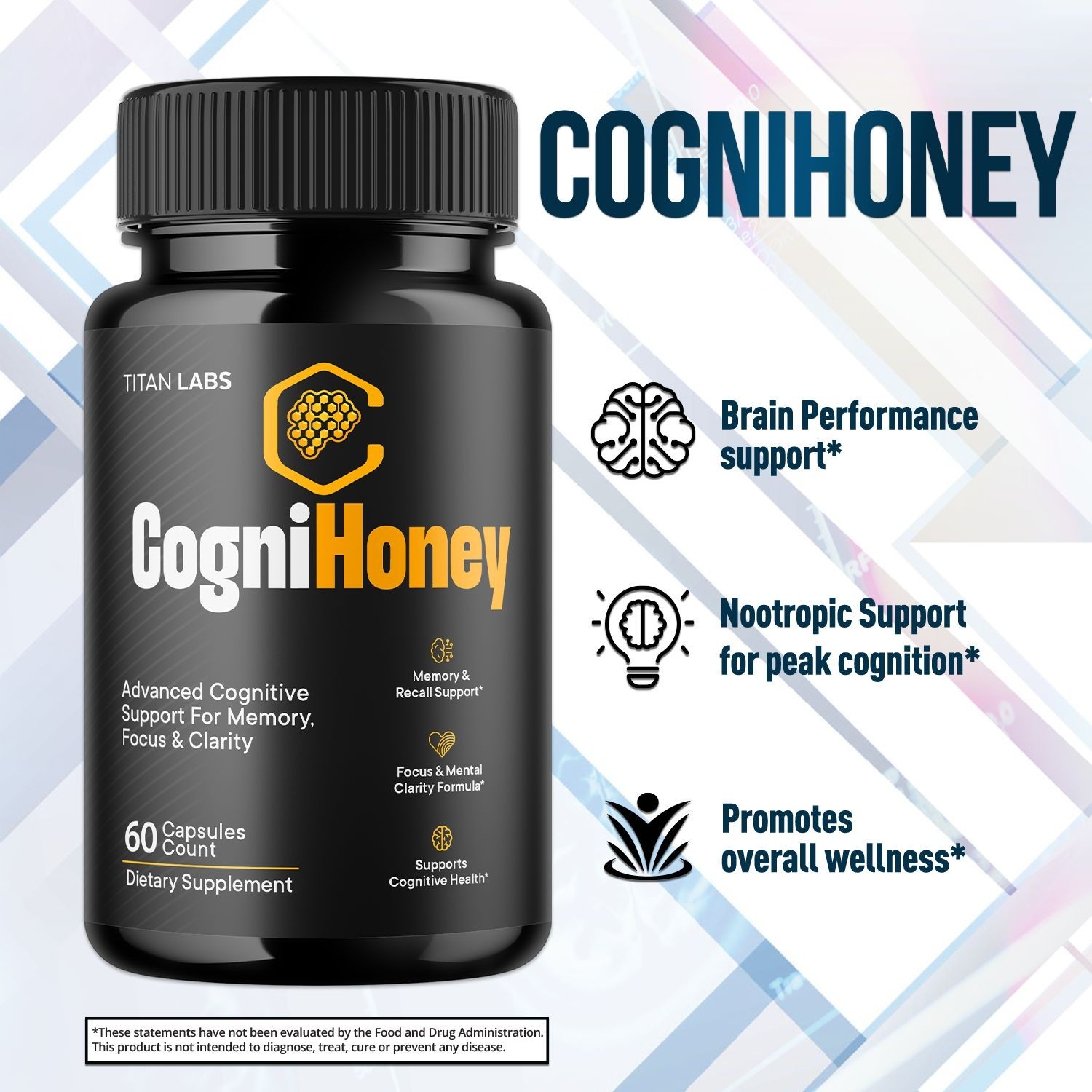 (3 Pack) CogniHoney Pills – Brain Health & Cognitive Support Supplement 180 Caps