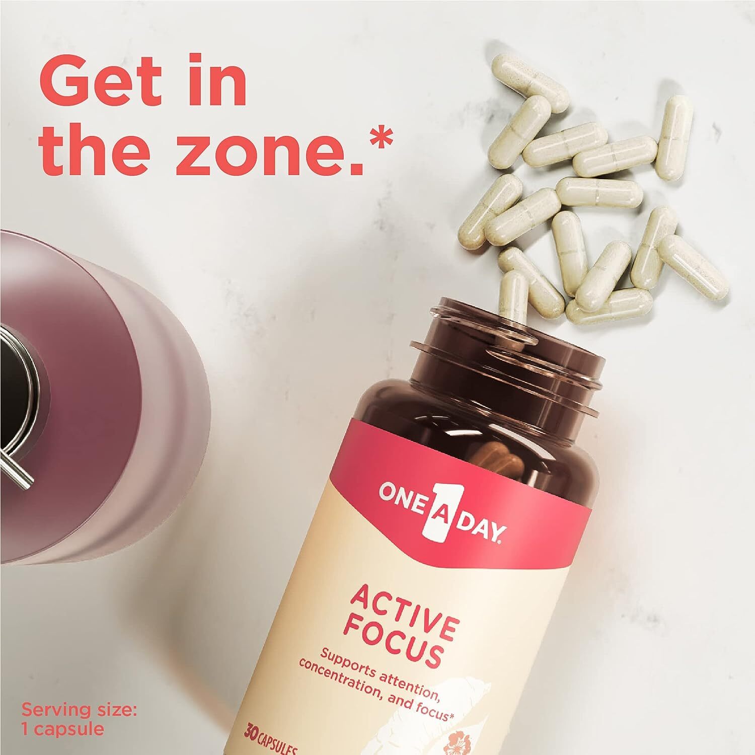 ONE a DAY Brain Supplement Active Focus for Memory and Focus Support 30 Capsules