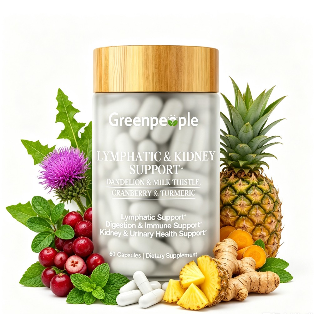 1/3x Lymphatic & Kidney Support Capsules &Dandelion,Milk Thistle,Cranberry 60ct