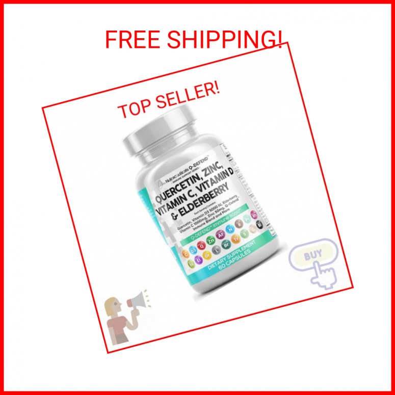 Q Defend Quercetin Supplement with Zinc Vitamin C Vitamin D Elderberry Turmeric
