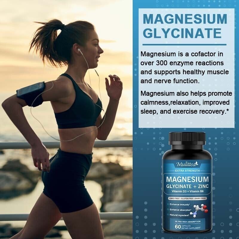 Magnesium Glycinate 500mg With Zinc,D3 Improved Sleep, Stress , Anxiety Relief