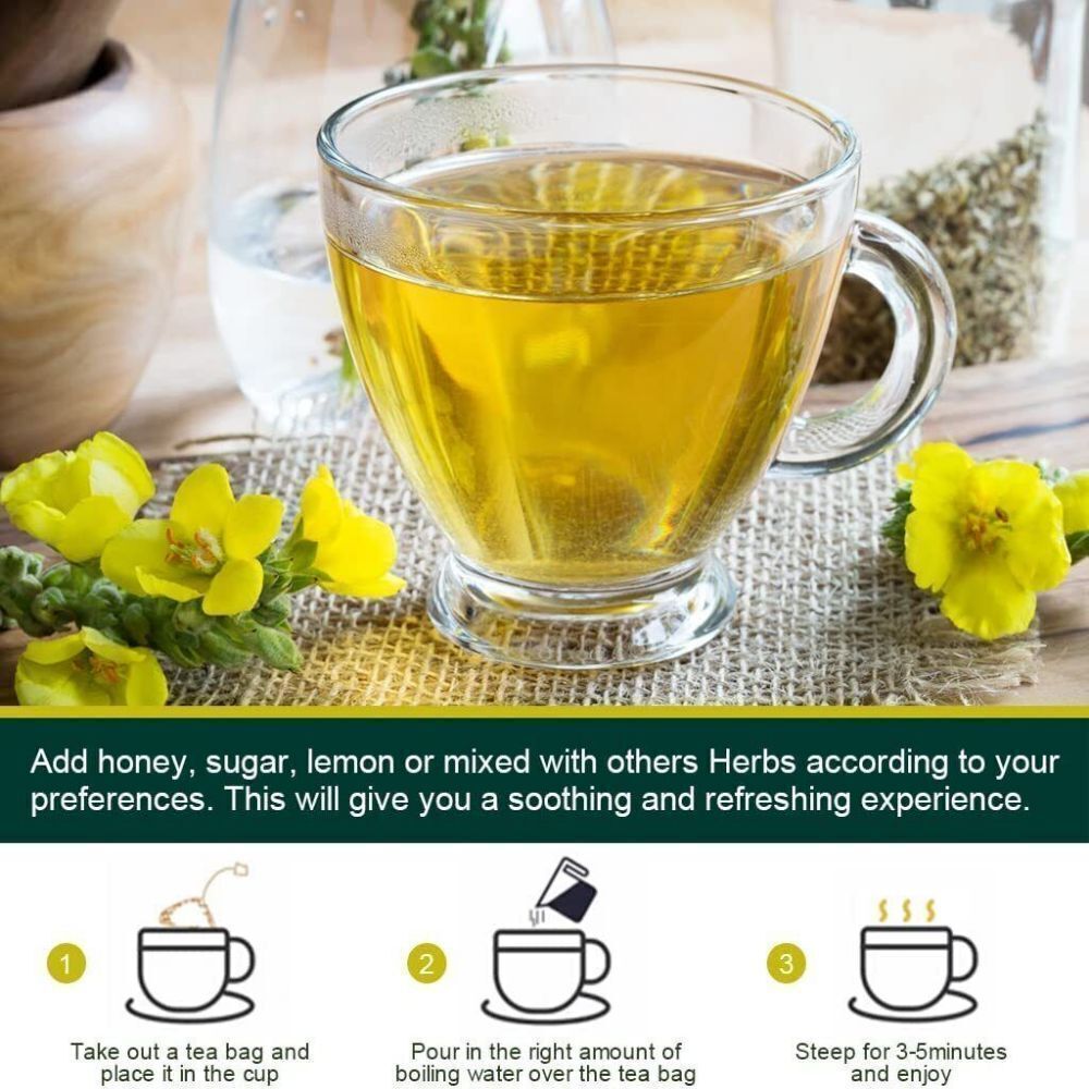 100Packs Mullein Leaf Tea Bags – Lung Cleanse Detox Herbal Enhance Immunity USA