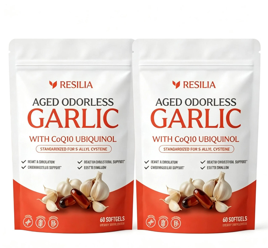 2 X Resilia Garlic Extract 600mg Softgels (60 Count) – Odorless Aged Garlic Ext