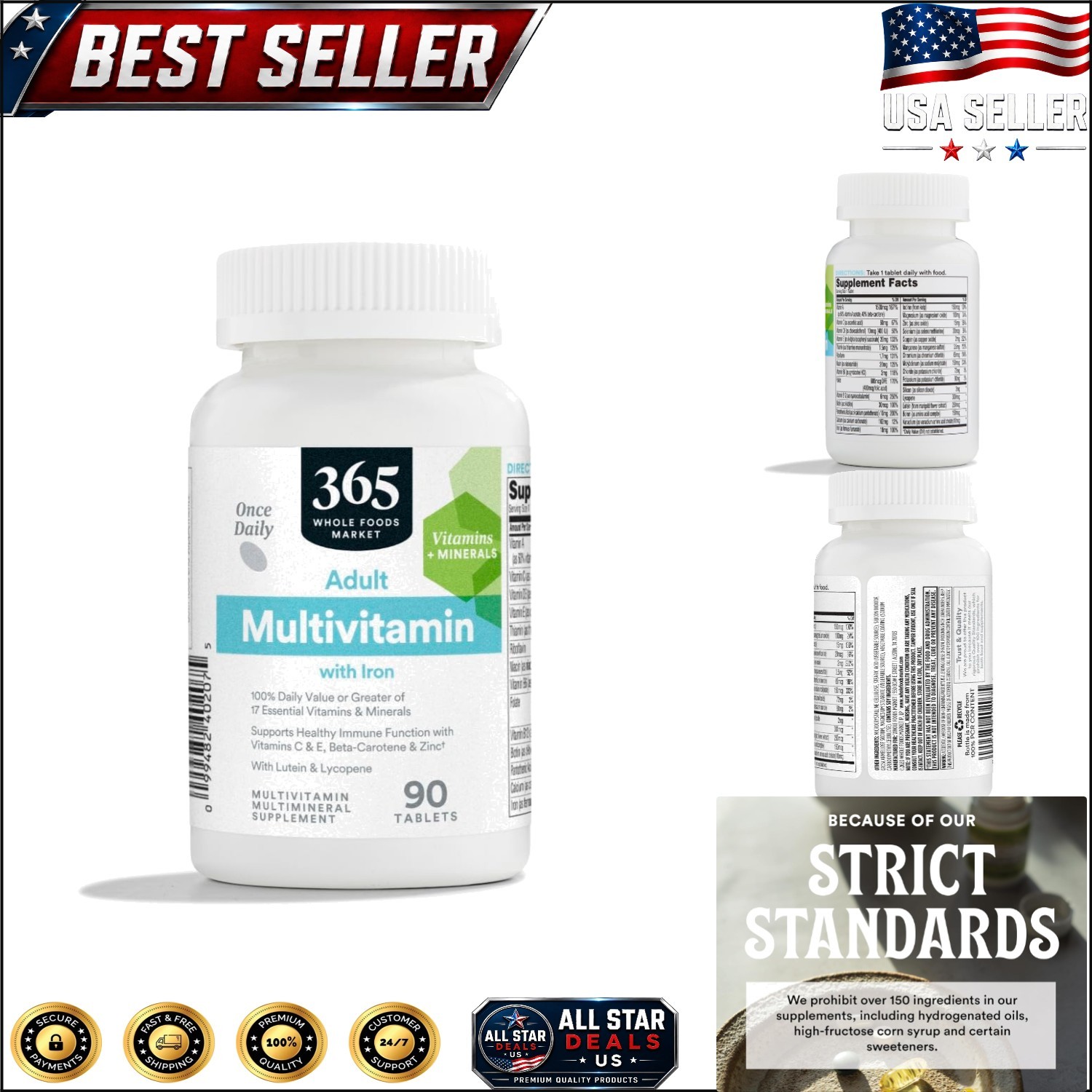 Once Daily Multi for Adults, 90 Tablets – Lutein & Lycopene Enriched Formula