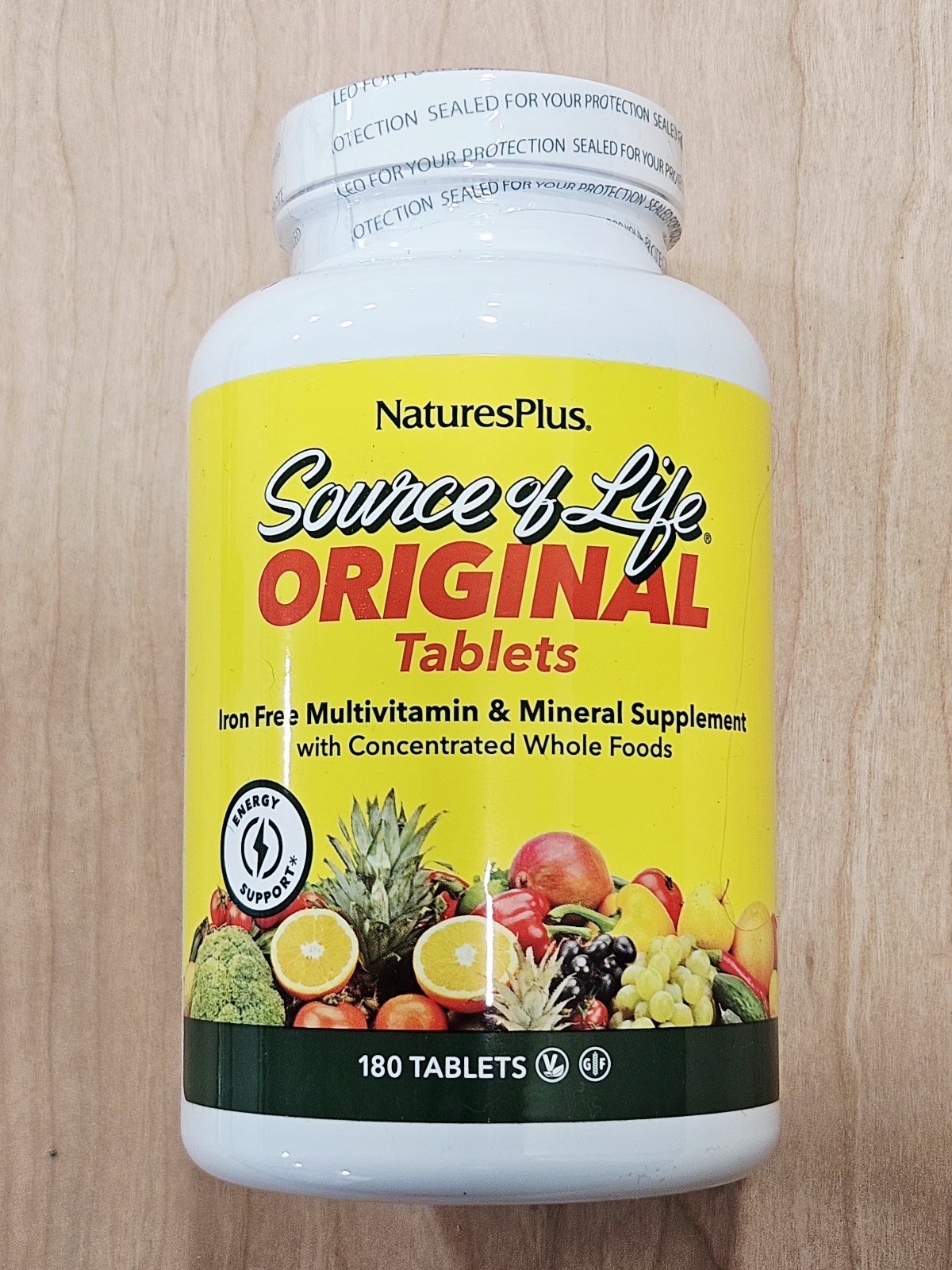 Nature’s Plus Source of Life Iron-Free Multi-Vitamin Supplement 180 Tablets 2028