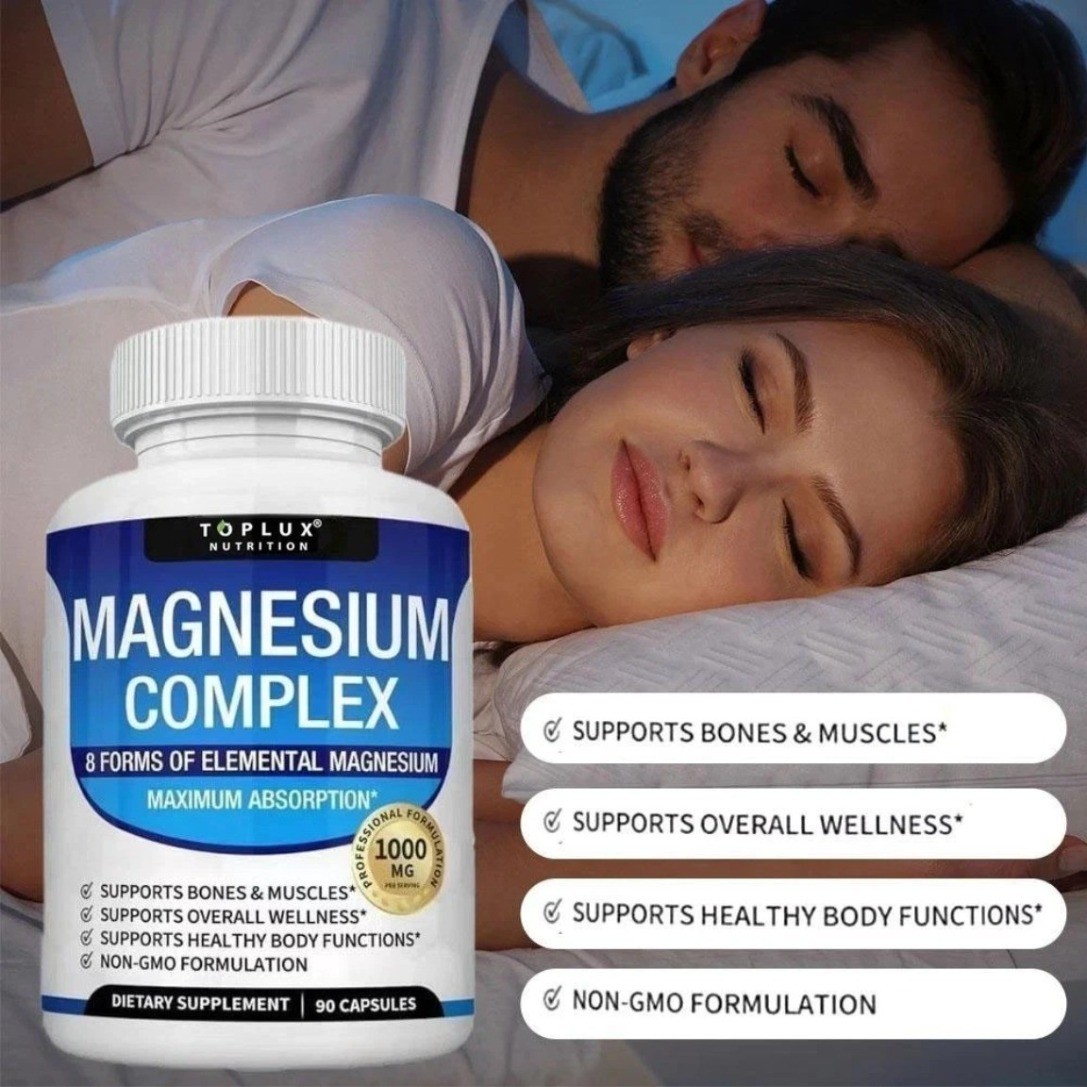 Toplux Nutrition Magnesium Complex Supports 8 Elemental Magnesium 1000mg