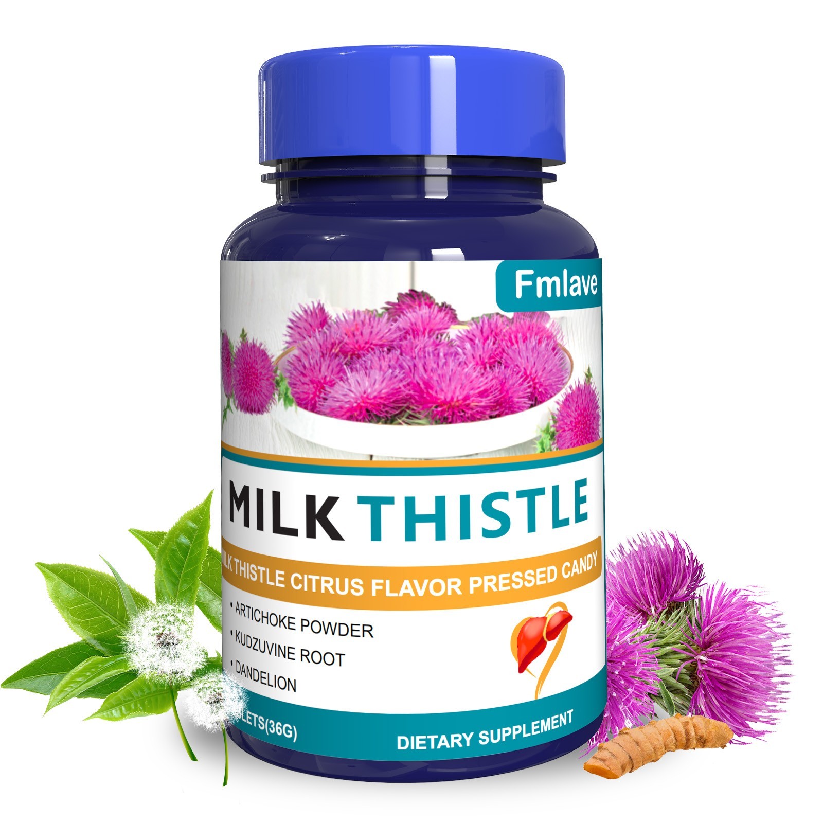 Milk Thistle Supplement w/Dandelion for Liver Detox and Cleanse, Kidney Support