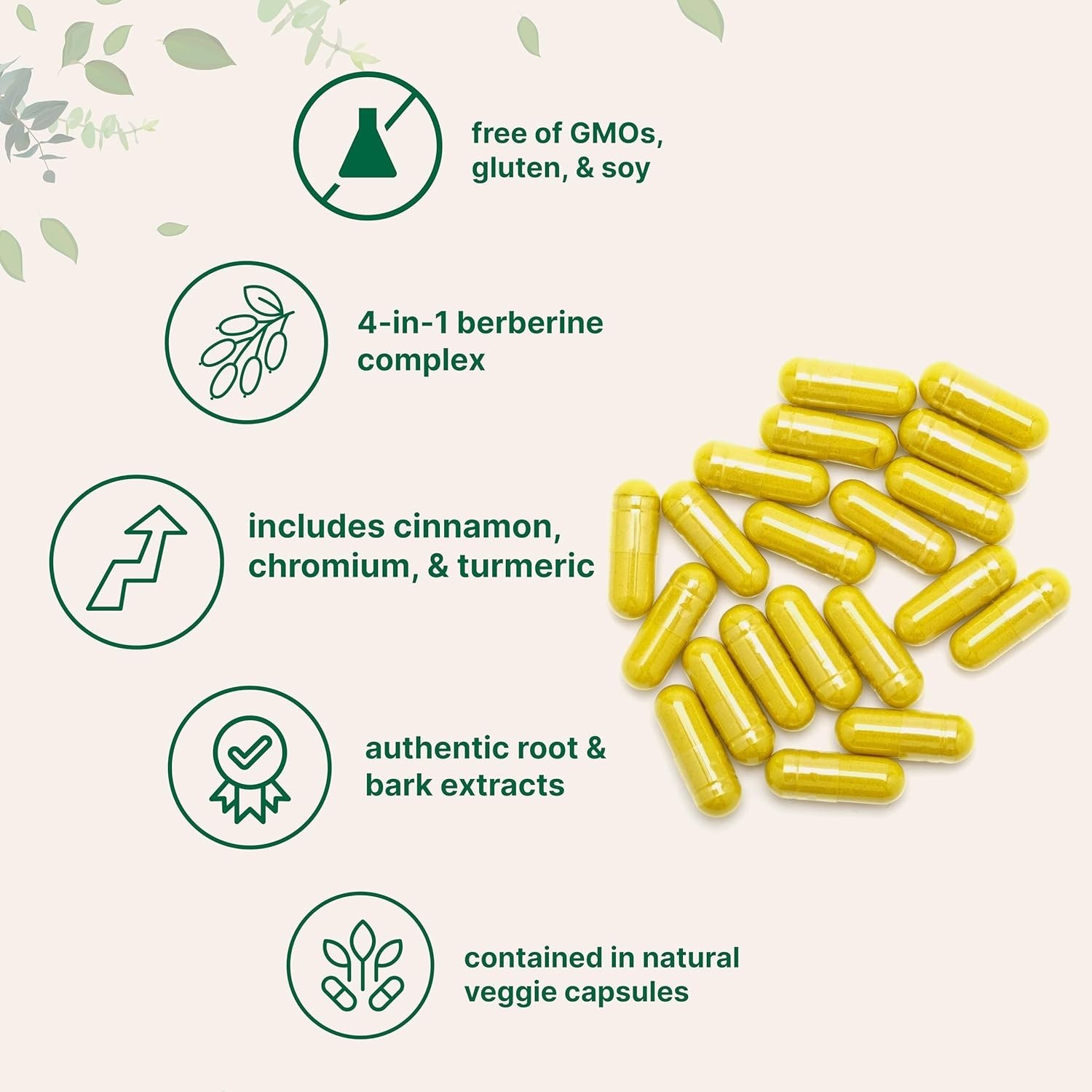 Berberine 3000mg w/ Ceylon Cinnamon & Chromium for Heart & Immune, 240 Capsules