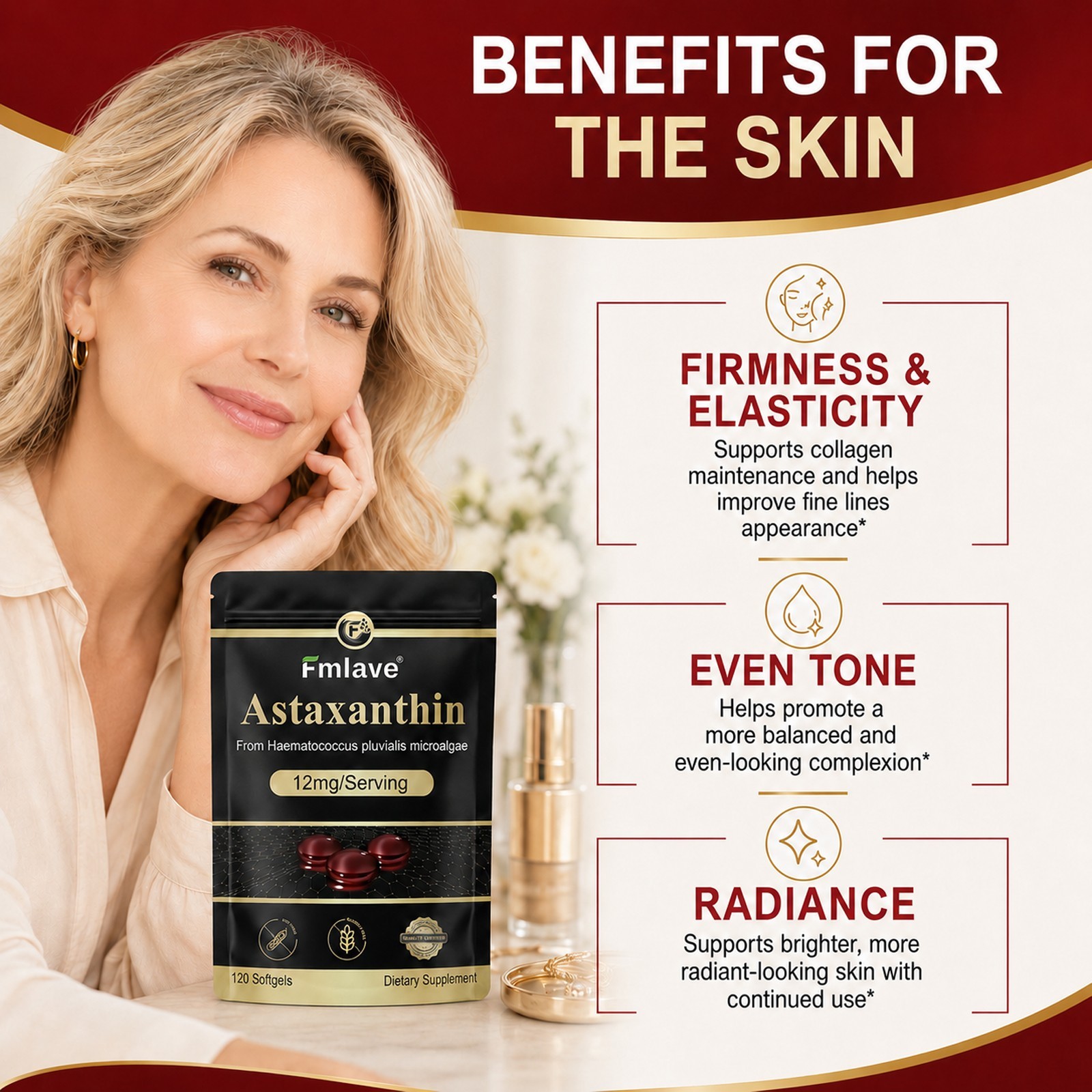 Astaxanthin Supplement from Algae Antioxidant Activity, Skin & Eye Health 120 ct