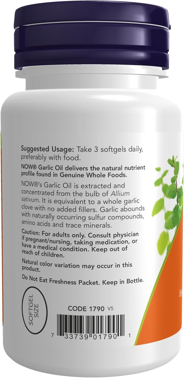 NOW Foods Supplements, Garlic Oil 1500 mg, Serving Size Equivalent to Whole Clov