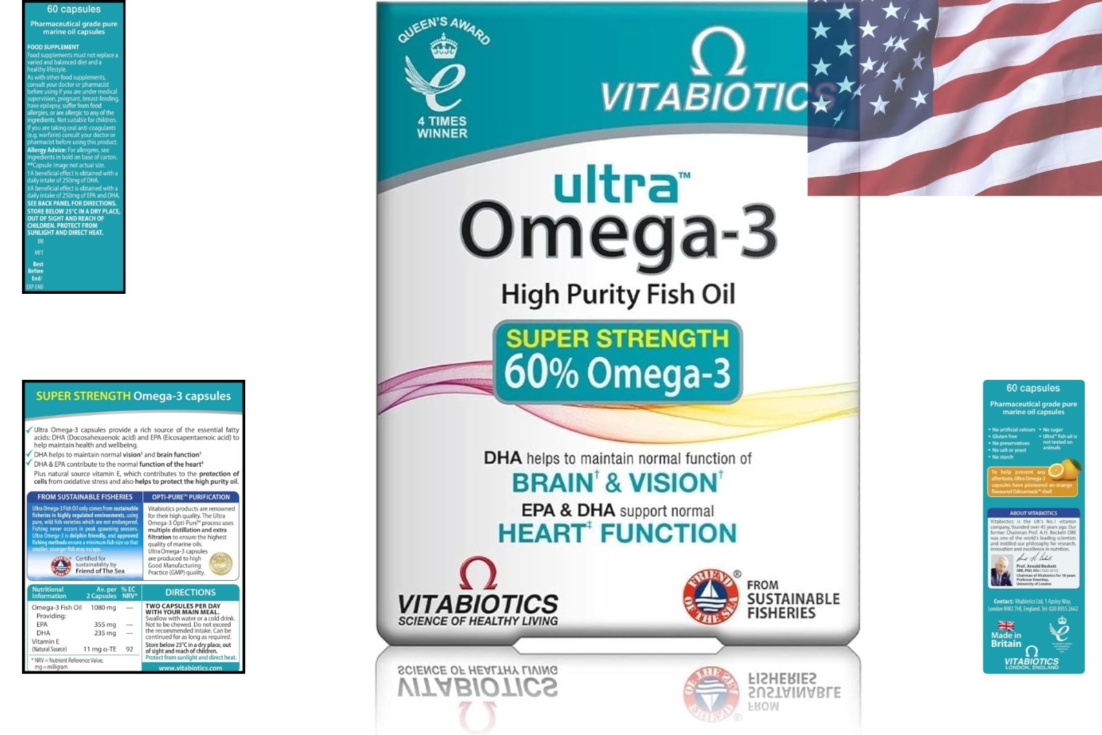 Ultra Omega 3 High Potency Fish Oil – 60 Additive-Free Capsules from Norway