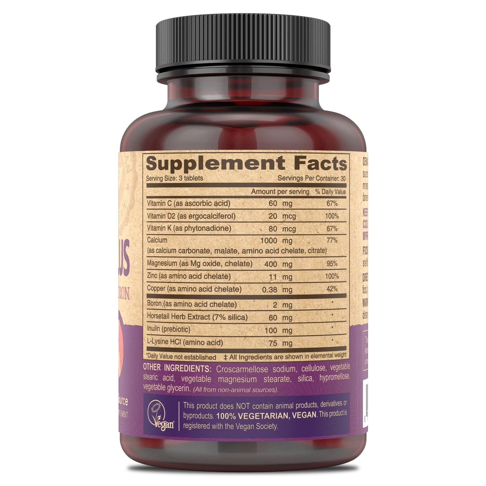 Vegan Cal MAG Plus Supplement with Calcium, Magnesium, Zinc, Boron, Vitamin C…