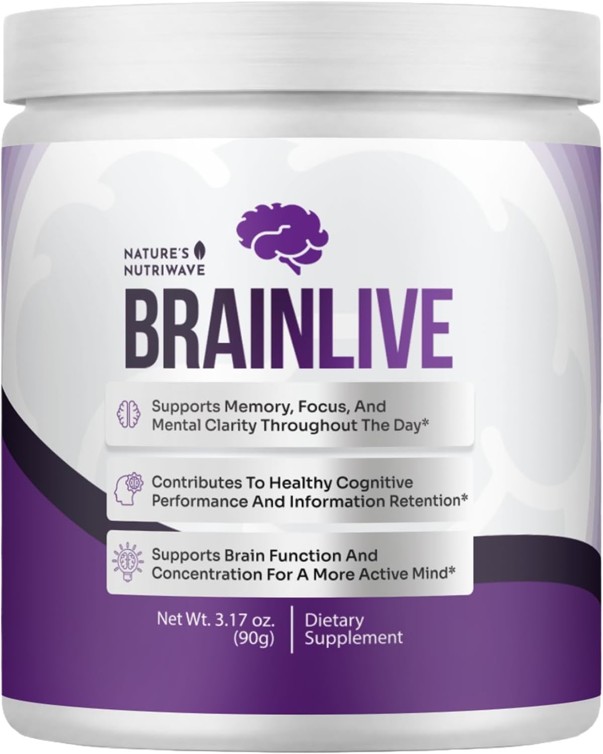 BrainLive Powder Supplement Plant-Based Memory Concentration Focus Exp. 04/2028
