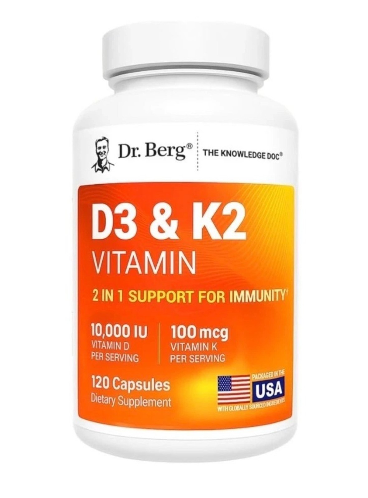 Dr. Berg Nutritionals 100mg Vitamin D3 & K2 Supplement 120 Capsules High-quality