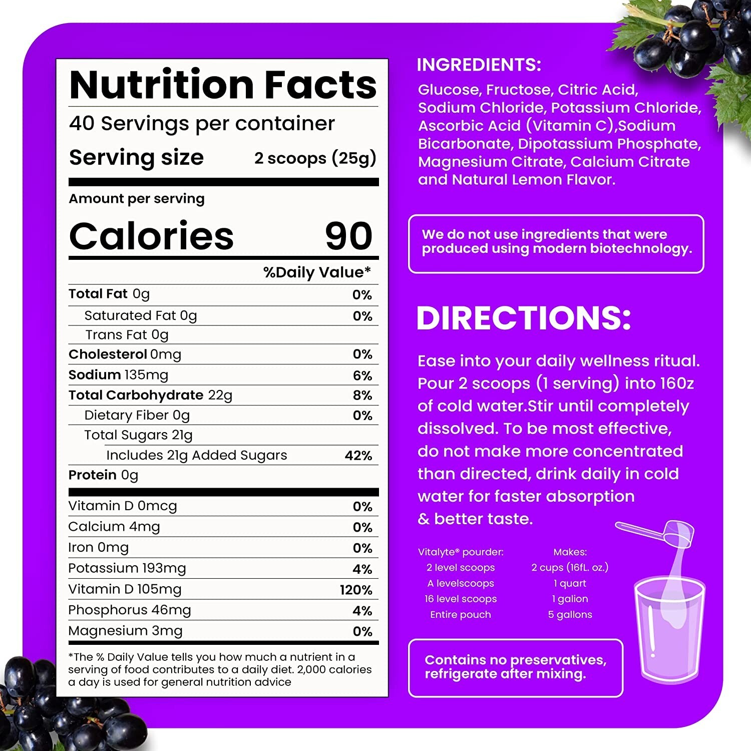 Electrolytes Powder, Drink Mix for Energy Boost & Recovery, Hydration Powder Mix